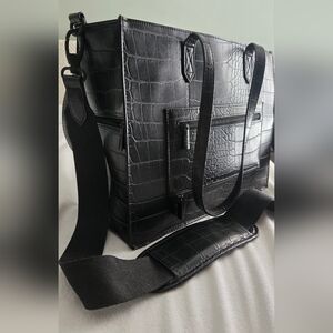 Beis Work Tote In Black Croc